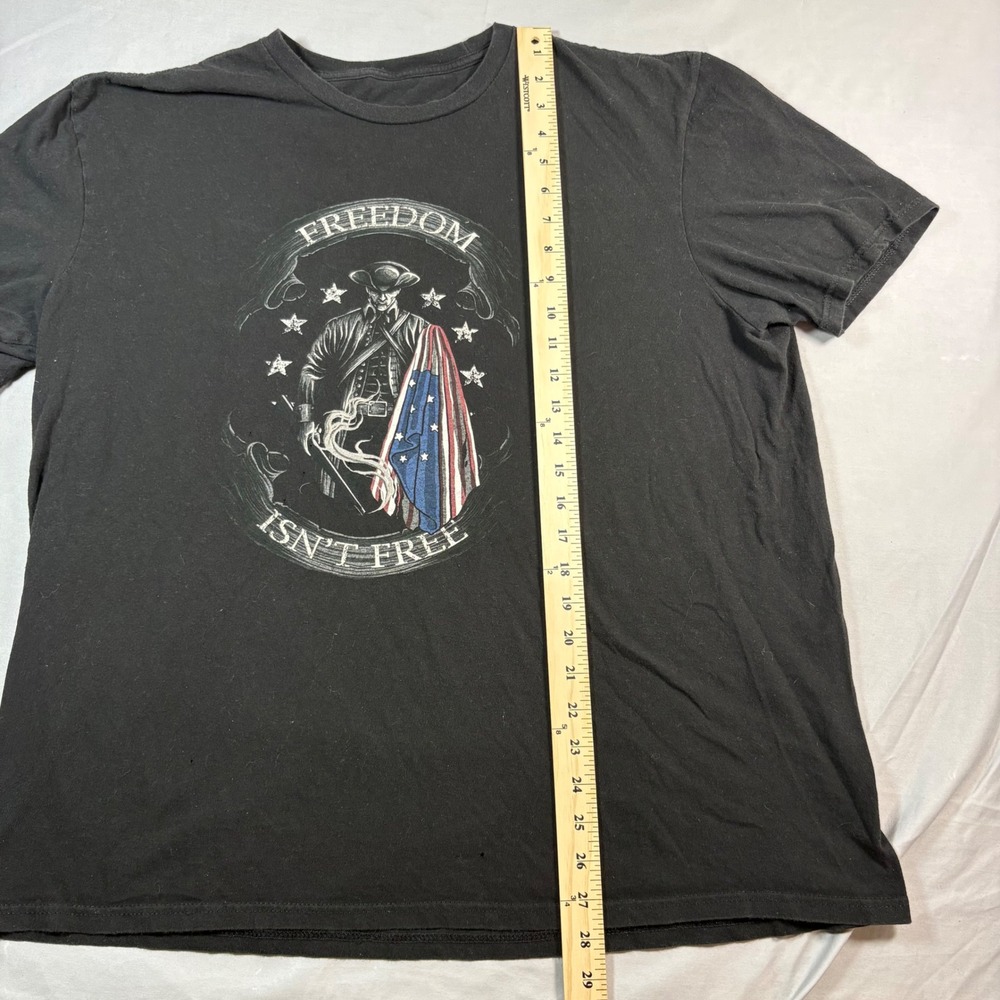 Freedom Isn't Free Graphic T-Shirt Mens XL Black Revolutionary War Flag Tee - Picture 4 of 6